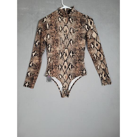 Queen.M Womens Turtleneck Bodysuit Top Long Sleeve Bodycon Jumpsuit XSMALL - Picture 2 of 8